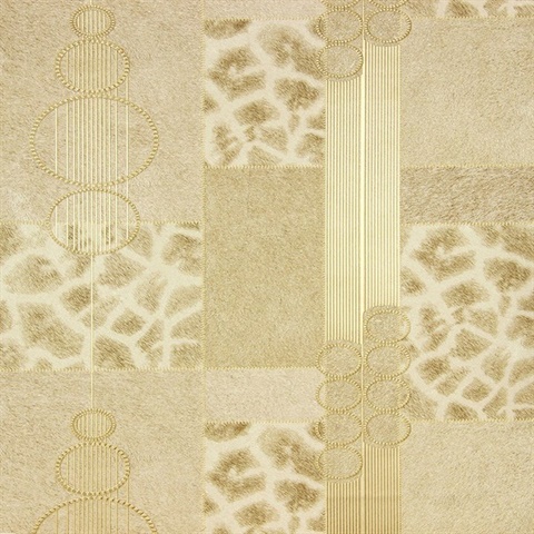 Serengeti Champagne Patchwork Wallpaper