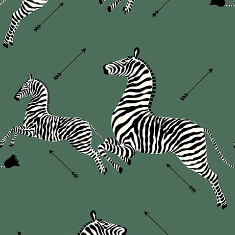 Serengeti Green Zebra Wallpaper