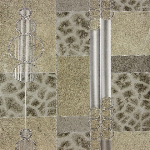 Serengeti Taupe Patchwork Wallpaper