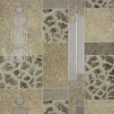 Serengeti Taupe Patchwork Wallpaper