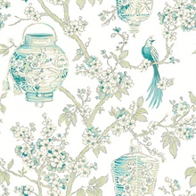 Serenity Teal Lanterns Wallpaper