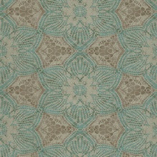 Seychelles Teal Medallion Wallpaper