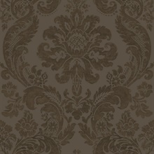 Shadow Brown Damask Wallpaper