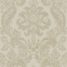 Shadow Khaki Damask Wallpaper