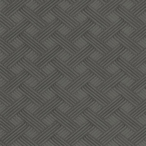Shadow Metallic Wickwork Parquet Lines Wallpaper