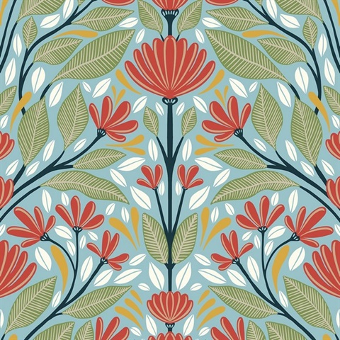 Shalin Folk Floral  Summer Garden Peel and Stick Wallpaper