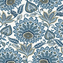 Sheffield Prussian Blue Floral Paisley Wallpaper