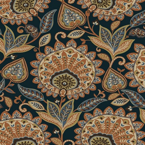 Sheffield Rust Floral Paisley Wallpaper