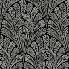 Black Shell Damask Wallpaper