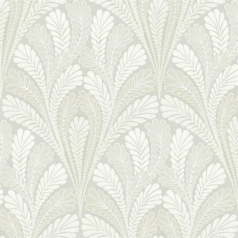 Shell Grey Damask Wallpaper