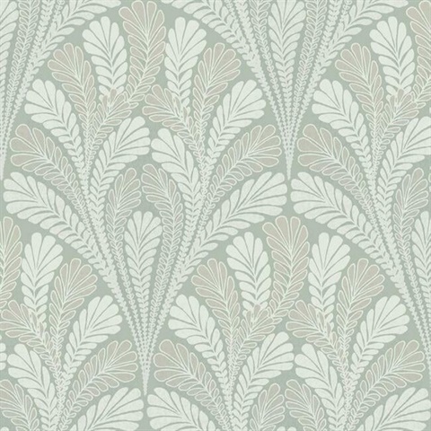 Shell Sage Damask Wallpaper