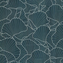 Shell Wood Veneer Navy Metallic Wallpaper