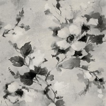 Shibori Floral Black and White Wallpaper