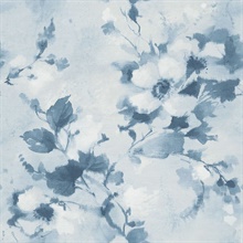 Shibori Floral Blue Wallpaper