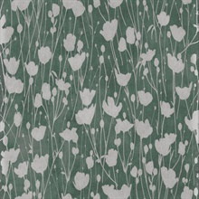 Shimmering Poppies Green & Silver Floral Wallpaper