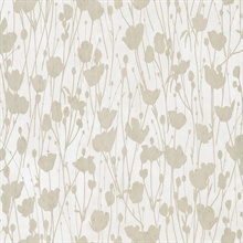 Shimmering Poppies White & Gold Floral Wallpaper
