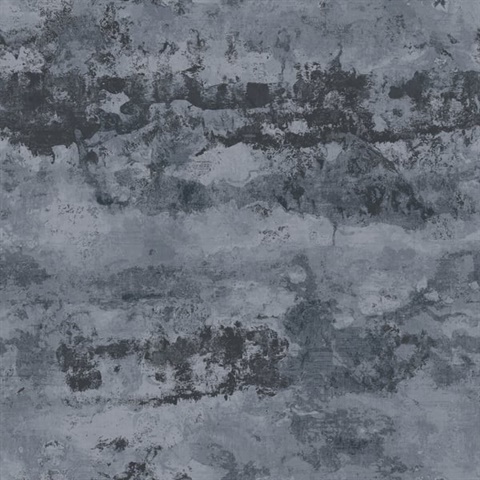 Silver & Black Shimmering Weathered Stucco Wallpaper