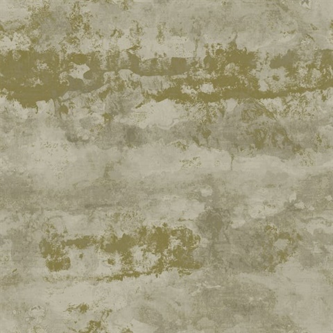 Beige & Gold Shimmering Weathered Stucco Wallpaper