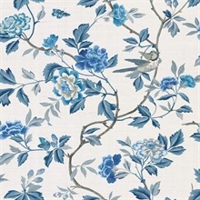 Ship House China Blue Natural Grasscloth Wallpaper