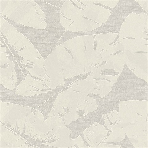 Shylock Light Grey Banana Leaf Wallpaper