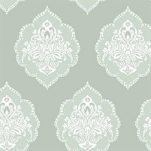 Signet Medallion Eucalyptus Damask Wallpaper