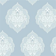 Signet Medallion Sky Damask Wallpaper