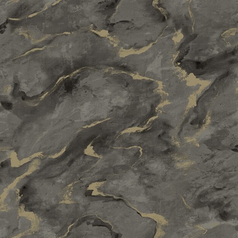 Silenus Charcoal Foiled Marble Wallpaper