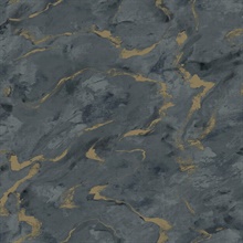 Silenus Denim Foiled Marble Wallpaper