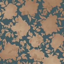 Silhouette Peacock Blue & Gold Peel and Stick Wallpaper