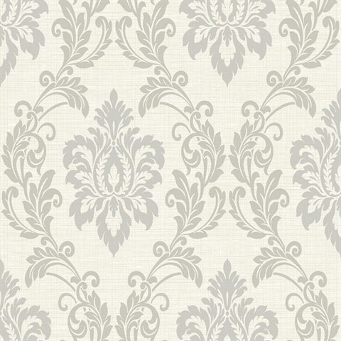 Silk Damask 54 Silver Silk Commercial Wallpaper