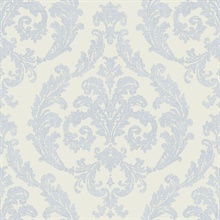 Taupe & Silver Silk Damask Wallpaper