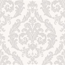 Cream & Light Taupe Silk Damask Wallpaper