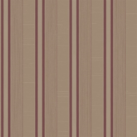 Dark Purple & Taupe Silk Stripe Wallpaper