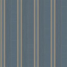 Dark Blue & Gold Silk Stripe Wallpaper