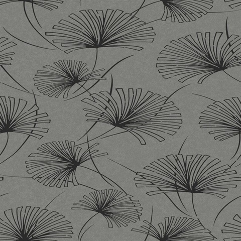 Silver Abstract Floral Dandelions Wallpaper