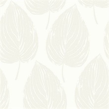 Silver & Beige Commercial Large Leaf Wallpaper