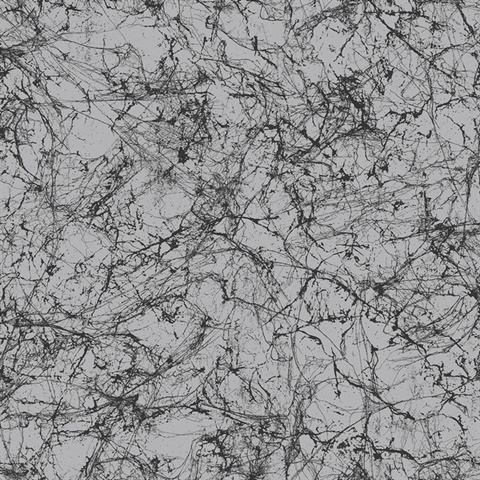 Silver & Black Spider Paint Crackle Wallpaper