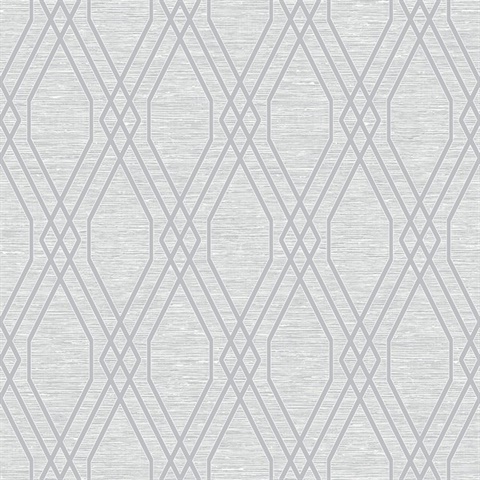 Silver Diamond Geo Metallic Trellis on Cork Wallpaper