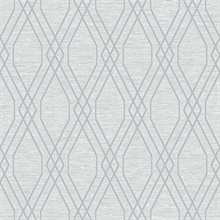 Silver Diamond Geo Metallic Trellis on Cork Wallpaper
