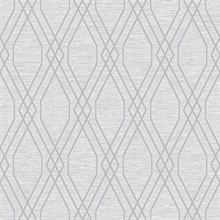 Silver Diamond Geo Metallic Trellis on Cork Wallpaper