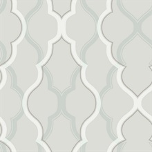 Silver Double Damask Metallic Ogee Wallpaper