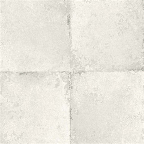 Silver Faux Distressed Stone Tile Wallpaper