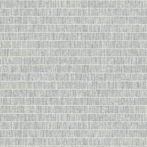 Silver Faux Grass Horizontal Stripe Wallpaper