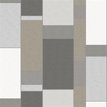 Silver Geometric Squares & Rectangles Pop Art Wallpaper