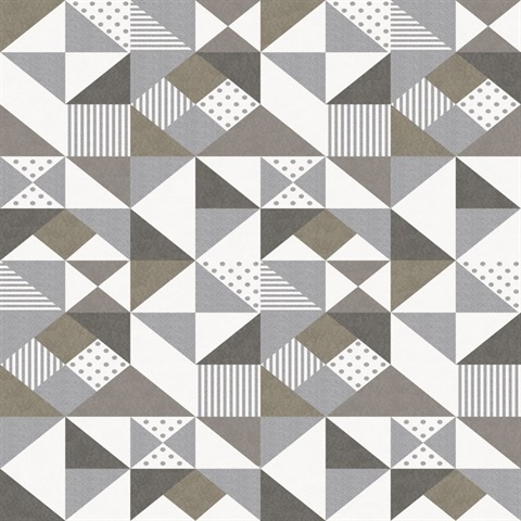 Silver Geometric Triangle, Square, & Dots Wallpaper