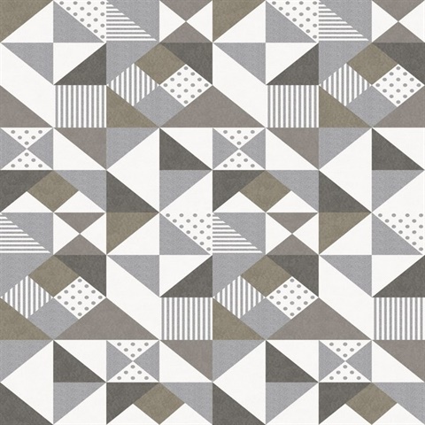 Silver Geometric Triangle, Square, & Dots Wallpaper