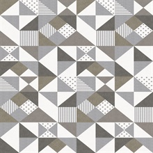 Silver Geometric Triangle, Square, & Dots Wallpaper