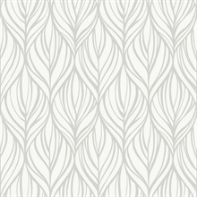 Silver Glitter Palma Leaf Ogee Wallpaper
