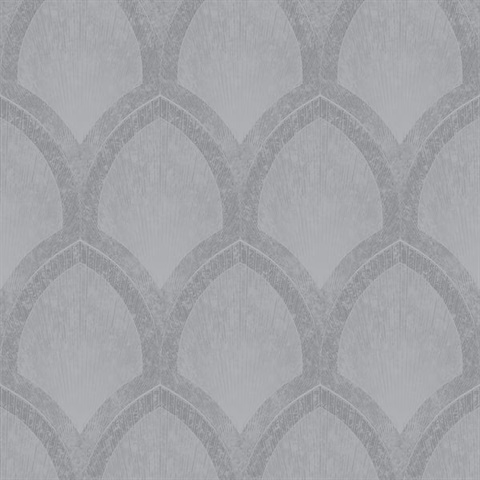 Silver Grey Art Deco Geometric Scallop Wallpaper