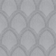 Silver Grey Art Deco Geometric Scallop Wallpaper